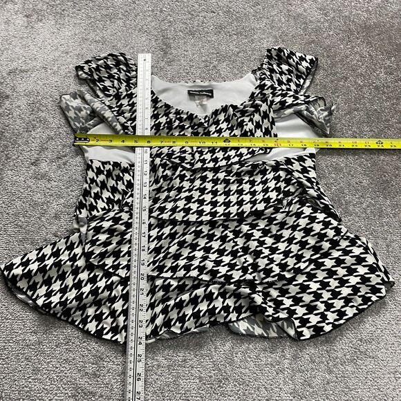 Ronnie Salloway Swimwear Tankini Women XL Black White Houndstooth Layered Ruffle - Picture 5 of 7